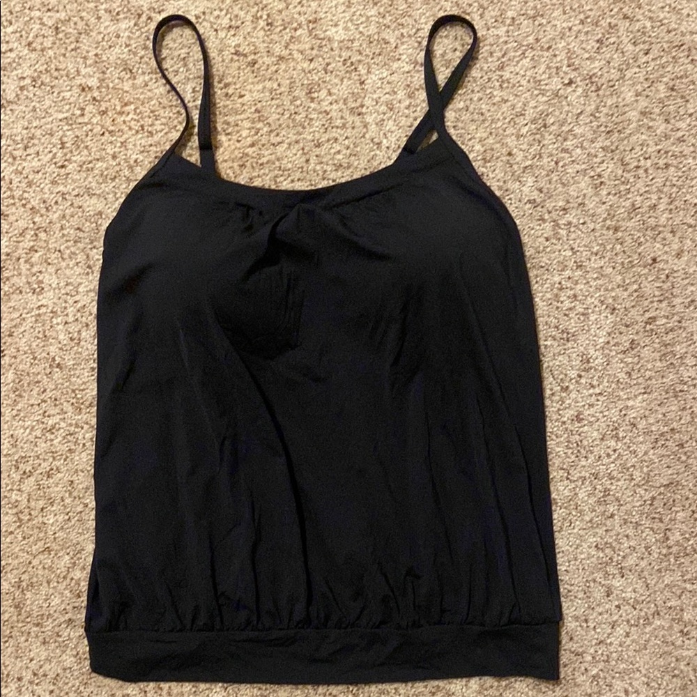 Lands End Black Women's Tankini Top Adjustable straps, soft cup liner Size 16